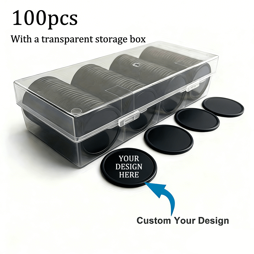 TEMU 2026 New Customized 100pcs Plastic Tokens, Double-sided Personalized With Your Photos And Patterns, Multiple Colors, 32mm Ps With Transparent