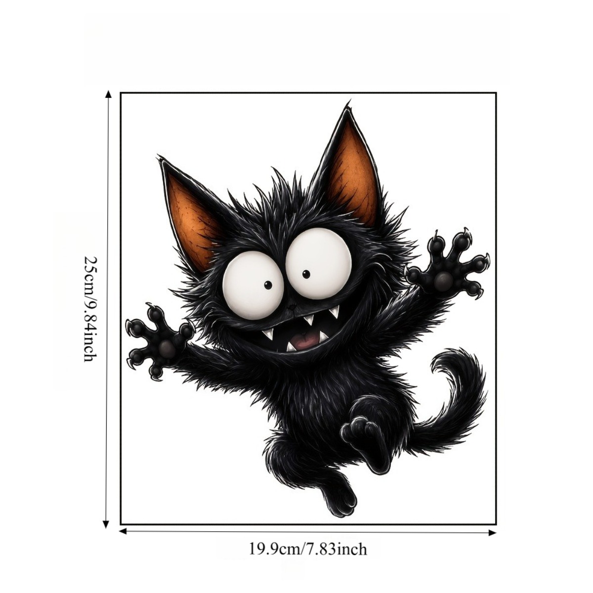 TEMU 1 pièce Autocollant de fenêtre en PVC adhésif double face colle, 20×23 cm, motif d'Halloween avec grands yeux et , autocollant décoratif amusant