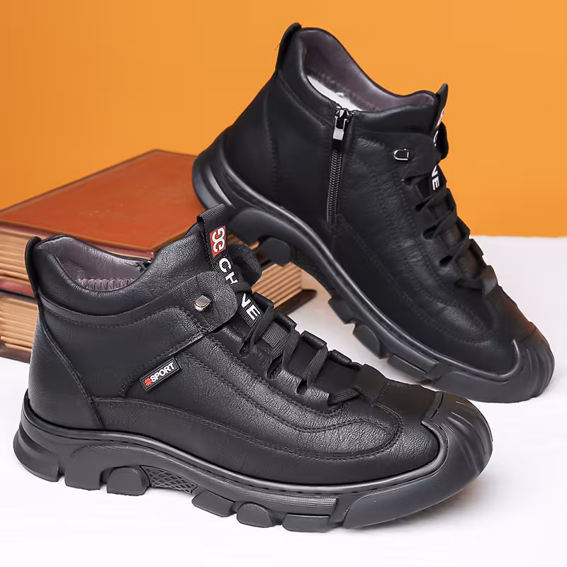 mens winter boots slip resistant anti kick all terrain traction eva sole like upper adjustable closure cushioned insole for outdoor casual everyday black boots for men slipresistant shoes sleek breathable interior Product details 4