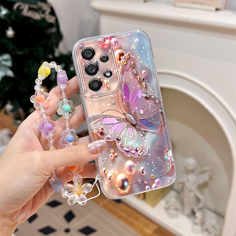 TEMU Phone Case - A Stylish Phone Case With A Floral Bracelet Design, Suitable For Galaxy Models, Including A30, A31, A32, And More. It Features A