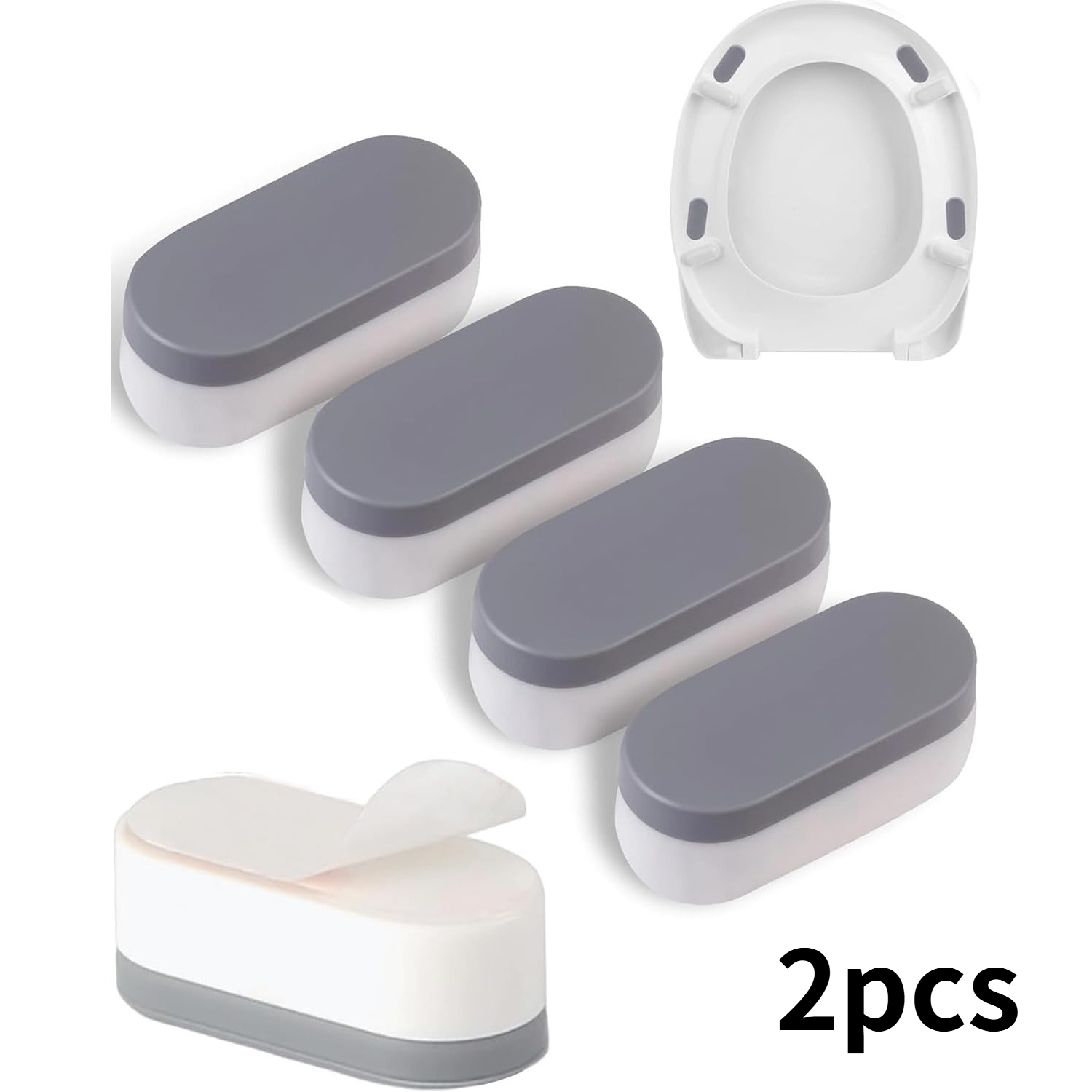 Image of 2/6pcs Premium Toilet Frame And Pad Set - Non-slip Self-adhesive Pads With Brackets, Compatible With Most Toilets, Freestanding Design, Durable Plastic Bathroom Accessory, Enhances Stability