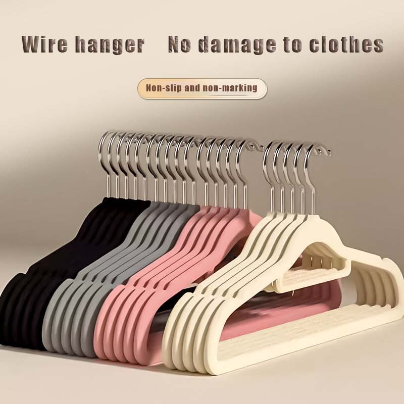 

16.2 Inch Flocking Hanger Household Adult Non-slip Clothes Hanger Traceless Hanger Suitable For Adult Closet Clothes Pants Jacket