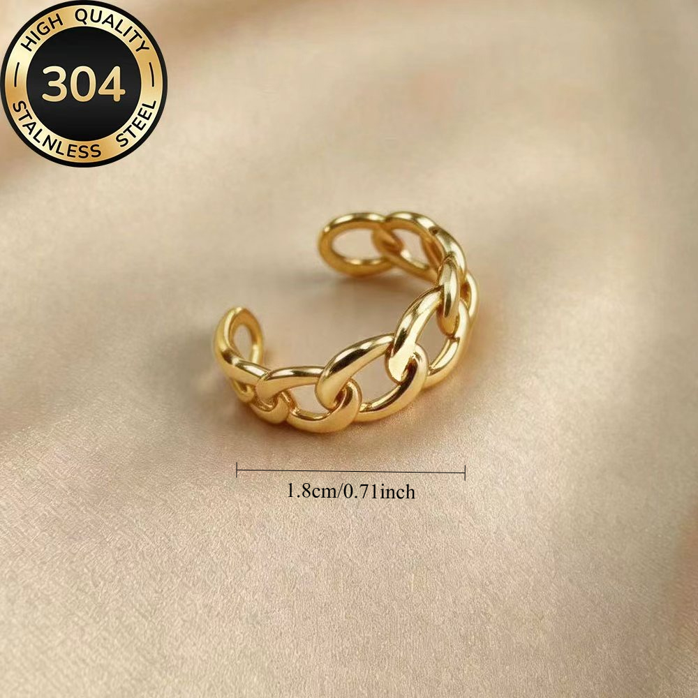Women's Hypoallergenic Stainless Steel Adjustable Open Ring, Simple Elegance