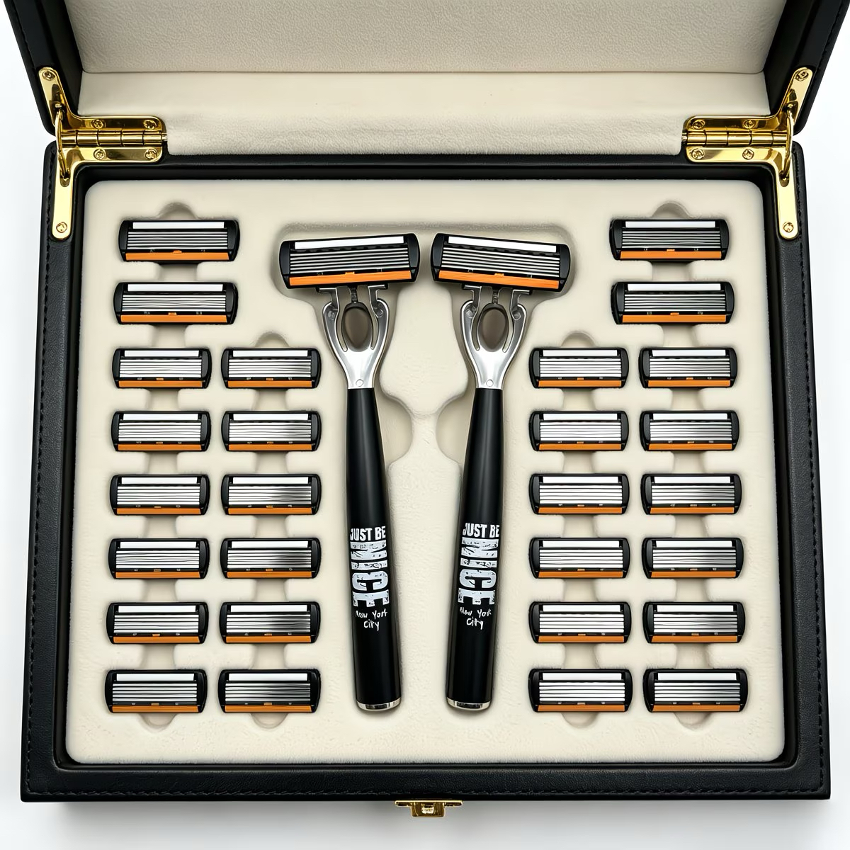 2pcs black nice handle 30pcs replacement   6 layer manual shaving kit mens manual safety shaving set with 6 layer stainless steel   and aloe lubricating strip reusable smooth comfortable and clean shaving