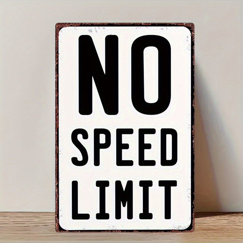 TEMU 2d Flat, 1pc Vintage " Limit" Metal Sign - Rustic Iron Wall Decor With Distressed White And , 20.32x30.48cm Limit Sign. Suitable For Home,