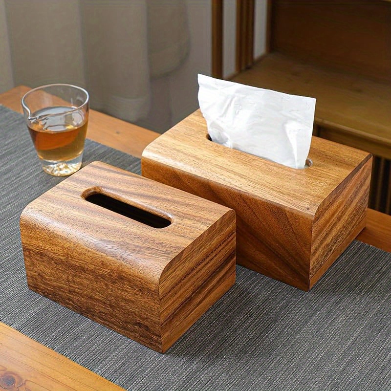 premium walnut wood tissue box cover 5 6x5 6x6 wooden box holder with slide out bottom modern decor look for bedroom dining table office 100 wood Product details 4