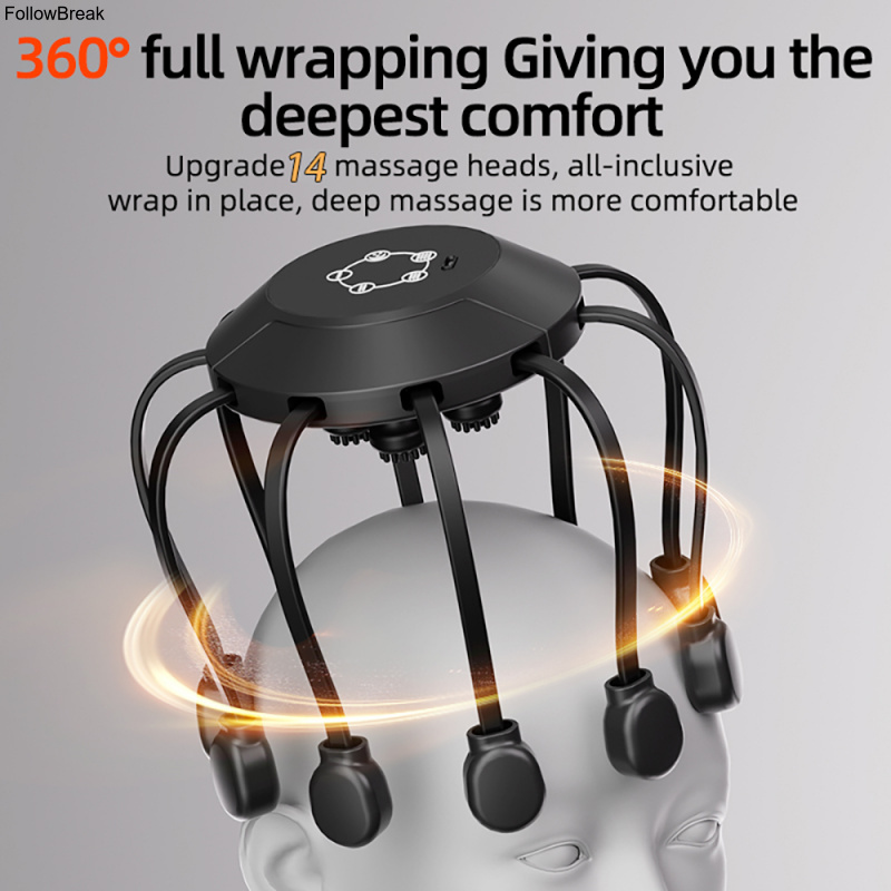 360° Scalp Massager with 14 Massage Heads and 5 Speed Settings, Vibrating Head Massage Tool for Personal Use
