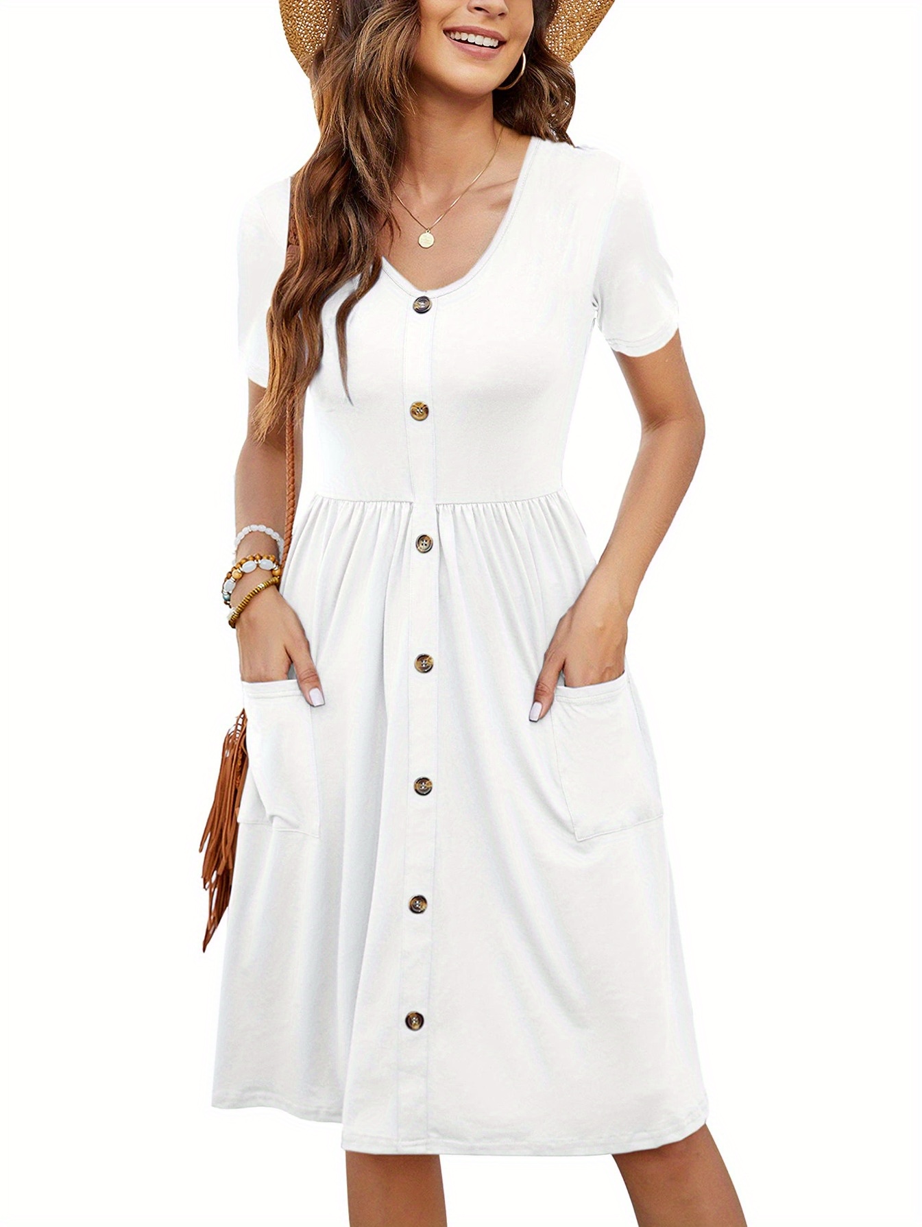 white christmas dresses Avec Les Filles Button Front Dress - Blue Stripe main image 0