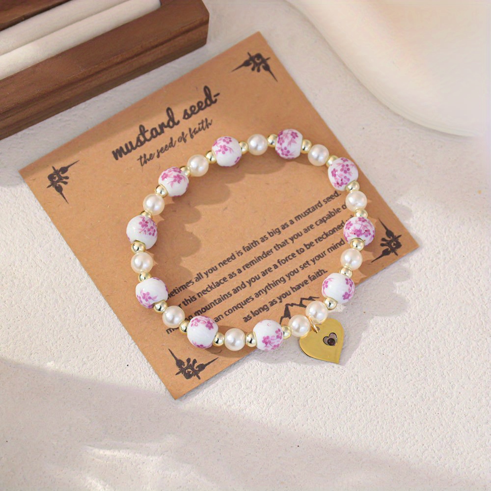 Bohemian Style Ceramic Bracelet with Flower Charms, Ideal Gift