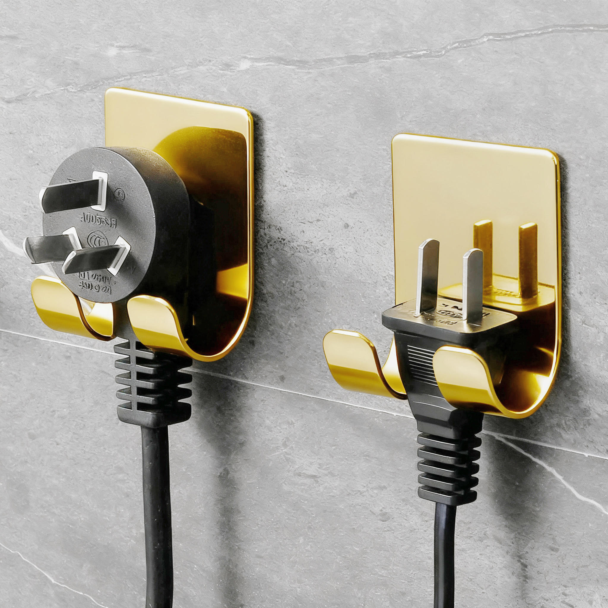 TEMU 2pcs Golden Razor Holder Hook - Self-adhesive Wall-mounted Bathroom Organizer, Hook Bracket Suitable For Razors, Over-the-door Hooks, Loofahs,