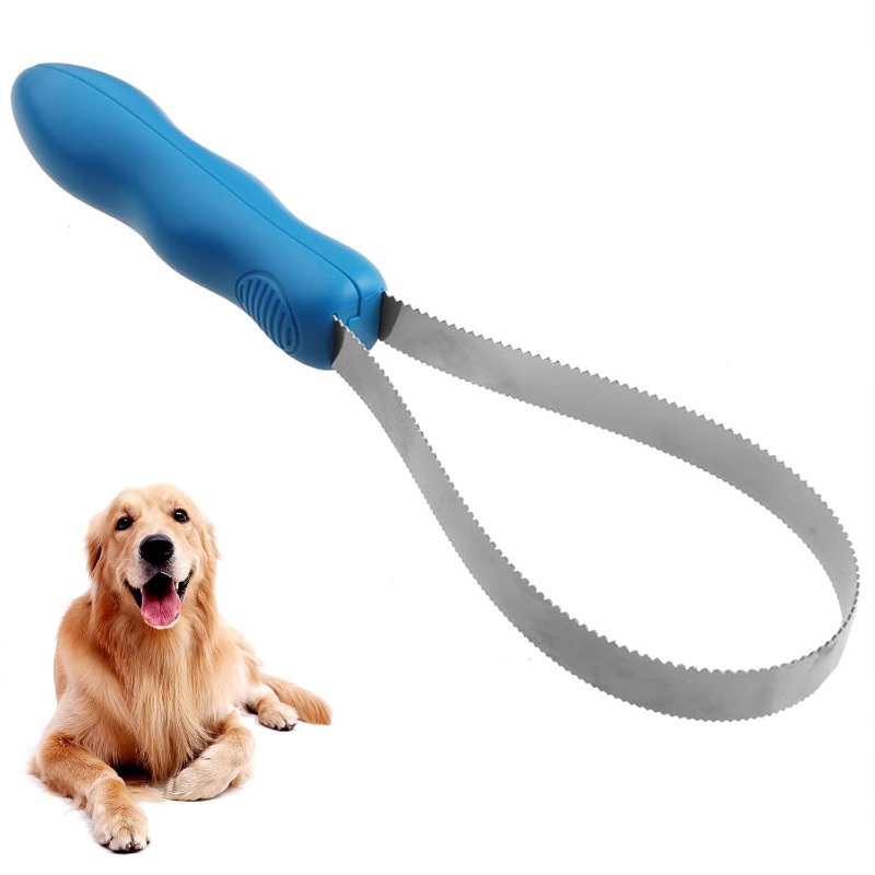 TEMU Brosse de toilettage double face pour chiens - Brosse à lâcher avec lames en acier inoxydable pour poils courts et longs