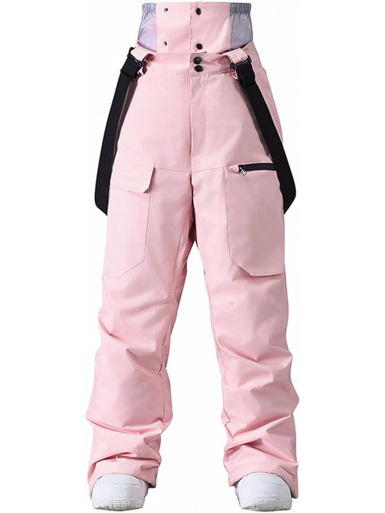 womens loose fitting ski pants winter ski jumpsuit warm adjustable straps ski equipment for outdoor sports with pockets