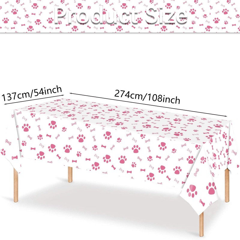 TEMU 1 Mantel Rosa con de Patas de Gato de 54X108 Pulgadas, Cubierta de Mesa Desechable de Plástico Rosa para Fiestas de Té, Decoración de Jardín