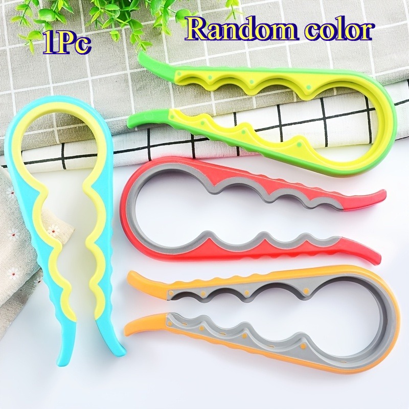 TEMU 4-in-1 Can Opener - Non-slip Ergonomic Grip Bottle Cap Opener, Color Random, Suitable For Kitchen, Elderly, Arthritis Sufferers, And With Weak