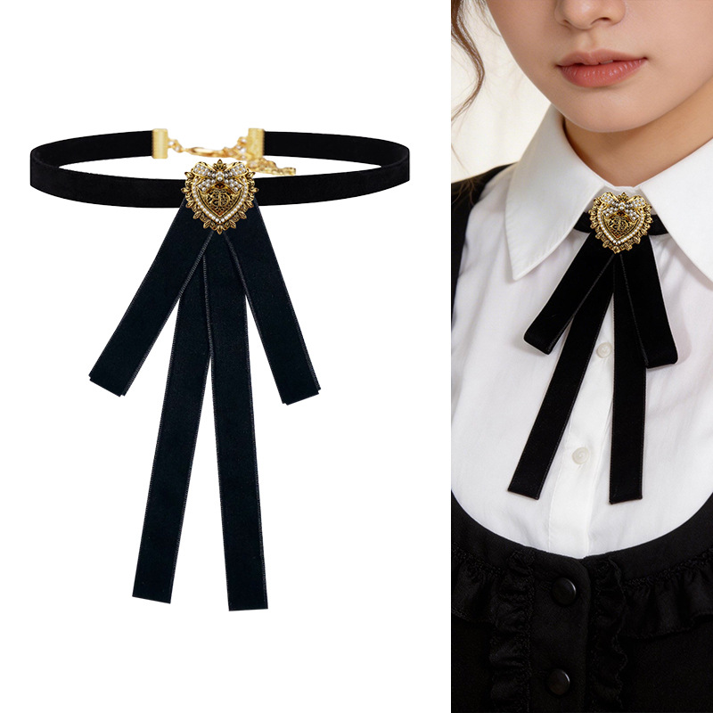 TEMU Minimalista Catena di Velluto Papillon Vino Papillon Perle Cuore Abbigliamento