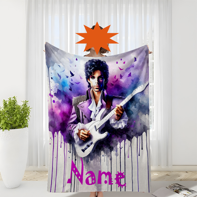 

Personalized "" Prince-inspired Fleece Blanket - Custom Name Option, Machine Washable, Soft & Cozy For Bed, Sofa, Car Travel, Camping - Ideal Gift For Christmas & Birthdays, Personalized Blanket