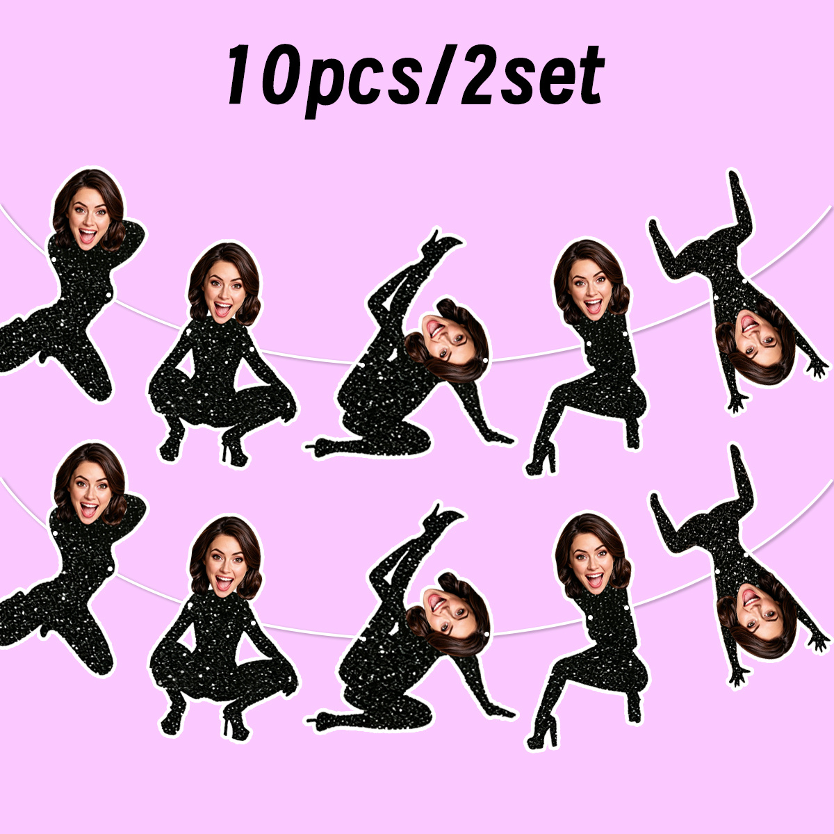 TEMU Custom Photo Banner, Personalized Face Triangles, Fun Dancer Garland For Bachelorette, Birthday, Disco Party, , Gathering