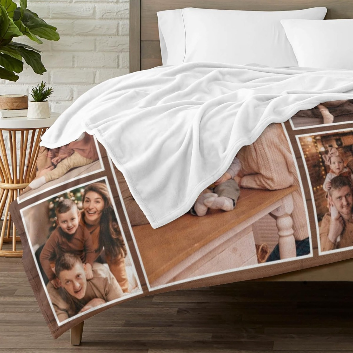 Custom Photo Heart-shaped Flannel Blanket, Warm Design