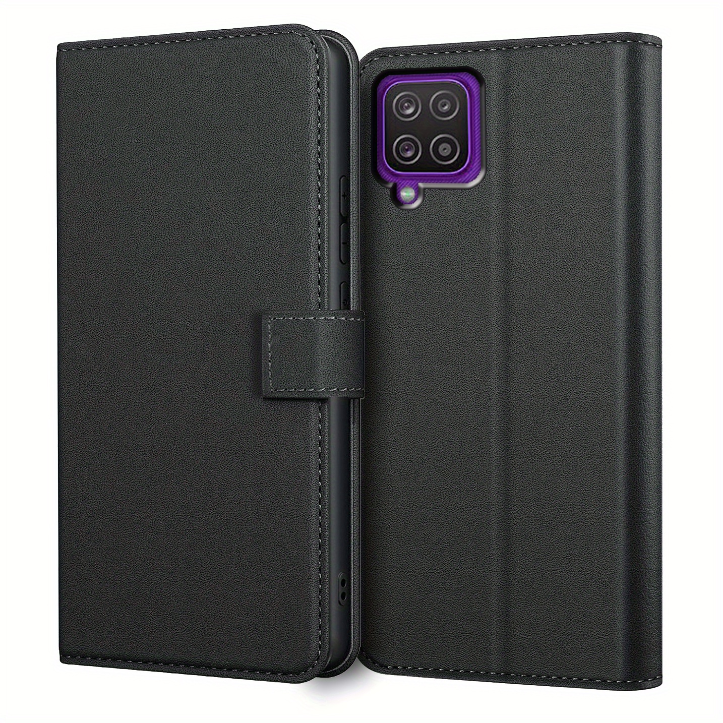 TEMU Phone Case - For Galaxy M12/galaxy A12 Case With Kickstand Faux Leather Card Slot Flip Protective Phone Case Cover