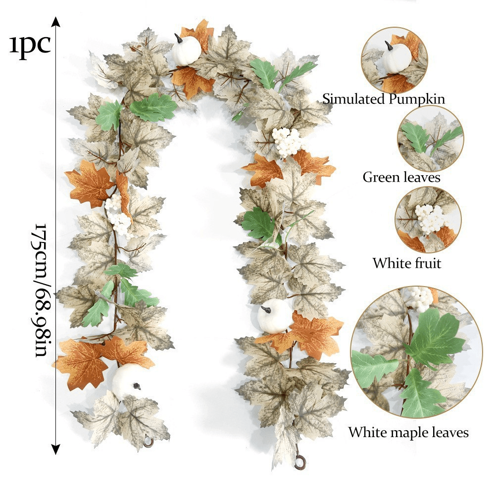 TEMU 1pc 175cm/68.90inch Bohemian Style Autumn Fireplace Wreath - Artificial Wreath For Home Fireplace Decor, Plastic And Wreath Suitable For