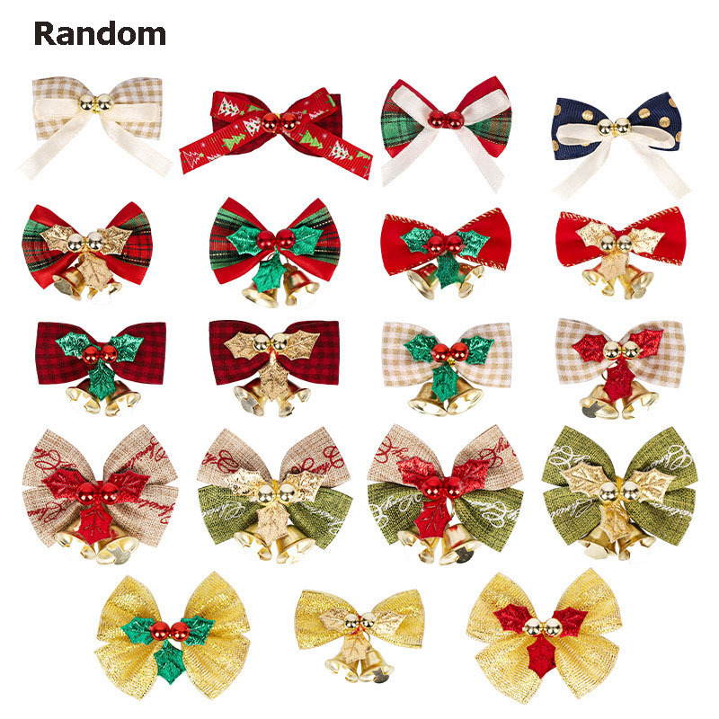 TEMU Random 30pcs Mini Bows With Bells, Christmas Bells Tiny Christmas Bows Small Bowknot Ornament For Crafts Wreath Christmas Tree Decoration