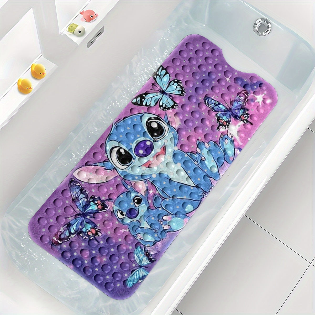     purple blue     gradient background cartoon style bathtub mat non slip bathroom bath mats for shower floor 40x100cm 15 7x39 3in comfortable soft water absorbent anti slip bath mat Product details 0