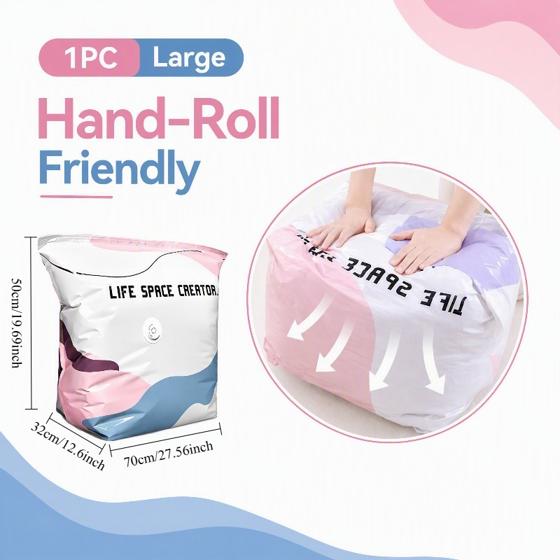 TEMU Jynor Vacuum Bags Without Pump/3d Vacuum Storage Bags That Hand-roll Friendly/reusable Clothing, Bed Sheets, And Travel Vacuum Bags