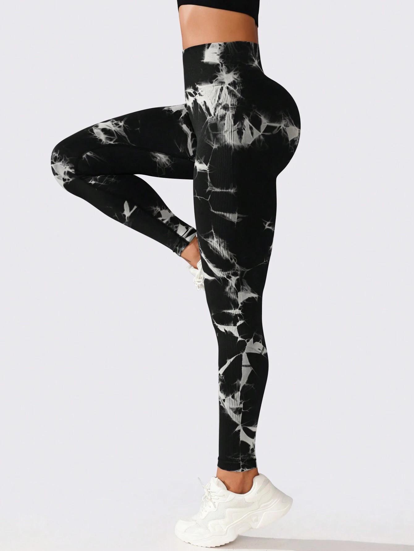 Set of 3 High-Waisted Tie-Dye Leggings for Women – Seamless Tummy Control Yoga Pants, Squat-Proof Warm Fitness Tights, Soft And Stretchy Autumn And Winter Workout Apparel, Machine Washable