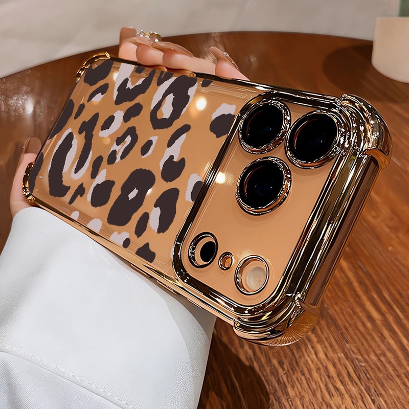 TEMU Phone Case: Brown Pink Leopard Print Four-corner Drop-proof Phone Case, Compatible With Iphone 17/16/14/15, 11, 12, 12 Pro, , 13, 13 Pro, 13 Pro
