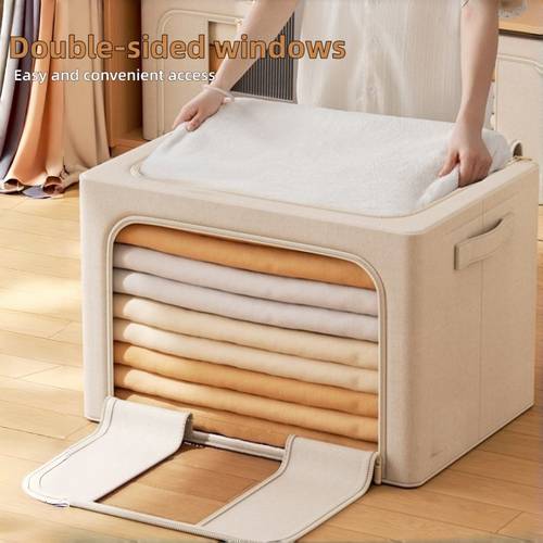 large capacity foldable oxford cloth storage box with transparent window large capacity clothing storage box suitable for clothes bed sheets comforters pillows and towels durable support structure dust proof wardrobe storage box