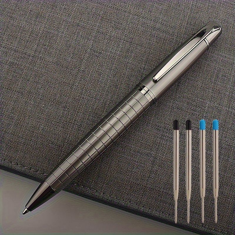 Image of Luxury Heavy Metal Ballpoint Pen Set, Includes 1 Pen And 4 Refills, Suitable For School, Business, And Office Use, Perfect For And Writing.