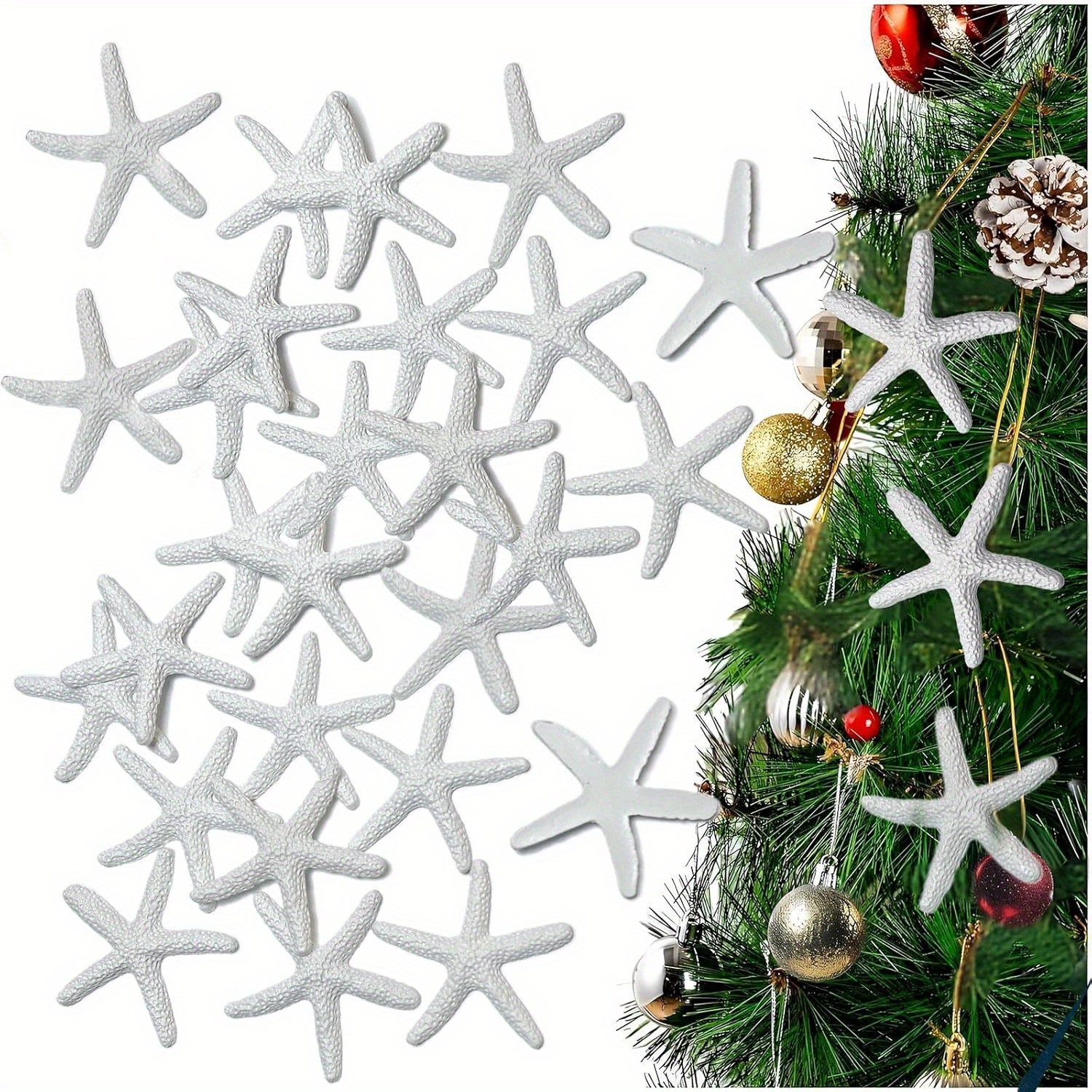 TEMU 27pcs Large White Finger | Spotted Sea Star Resin Craft, 5.84cm, Suitable For Weddings, , Home Decor, Vases, Aquariums, Christmas Decorations