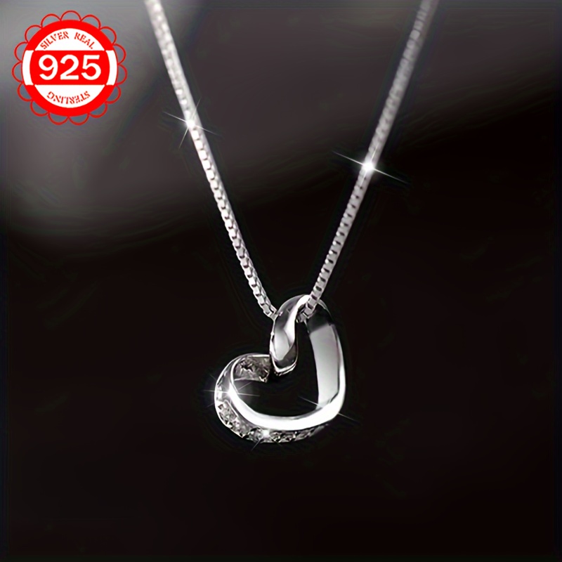 TEMU 1 collier pendentif élégant et pour femme - collier de cœur, style simple et multifonction pour l'été et la plage, S925 pur hypoallergénique 1,9