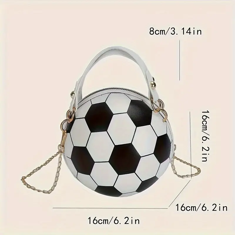 sporty chic soccer ball inspired crossbody bag trendy chain strap womens fashion handbag shoulder purse pu material in multiple colors details 2