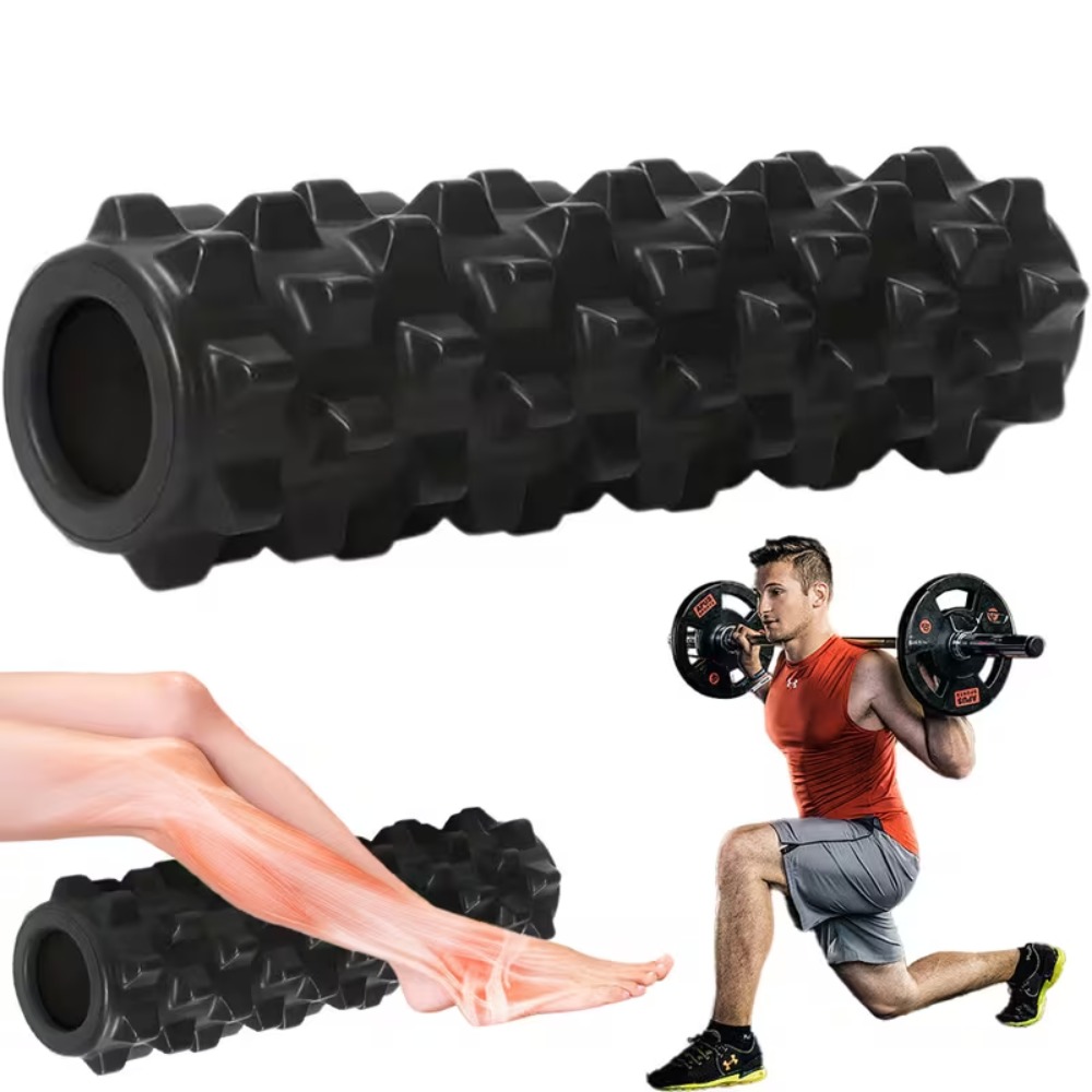 Image of 1pc Eva Yoga Roller With For And Muscle Relaxation 32cm Length 12cm Diameter Black