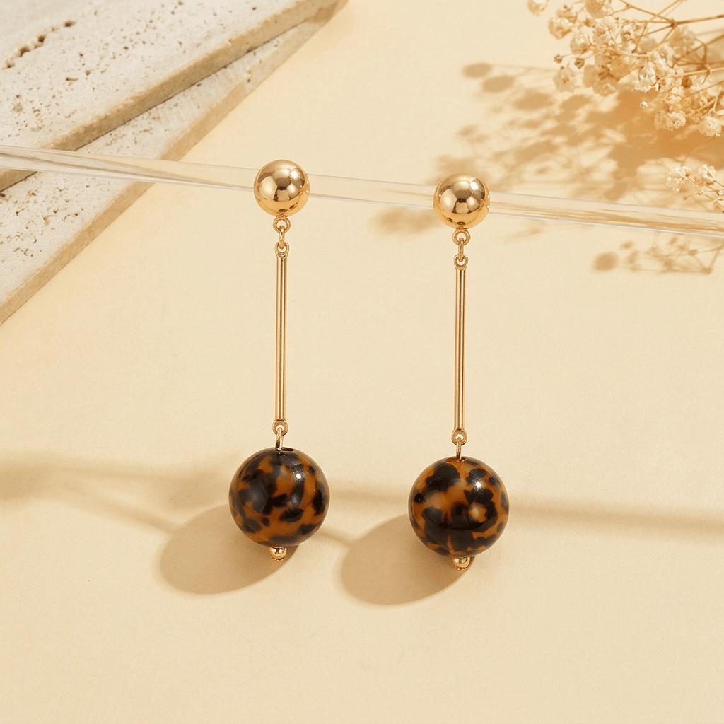 Women's Retro Geometric Leopard Print Drop Earrings, Stylish