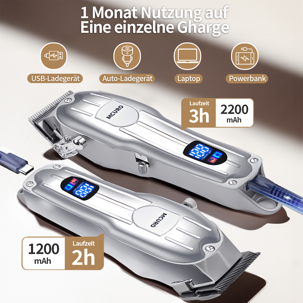 2 en 1 Professionnel Tondeuses à Cheveux pour Hommes, Tondeuse à Poils de Corps Multifonctionnelle pour l'Épilation & Combo de Tondeuse à Poils à Zéro Gap avec Lame en T, Ensemble de Tondeuses à Cheveux sans Fil avec Affichage LED, Cadeau de Vacances Cadeau de la Fête des Pères