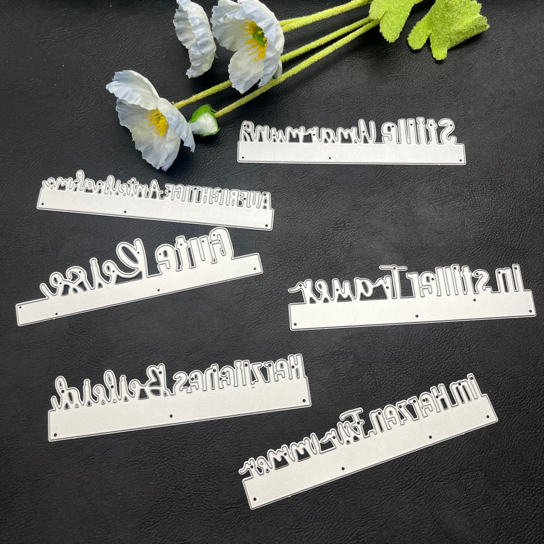 Paper Craft Metal Die, German Memorial And Condolence Message Border Carbon Steel Cutting Die, Mourning Card Calendering Template, Embossing Additions