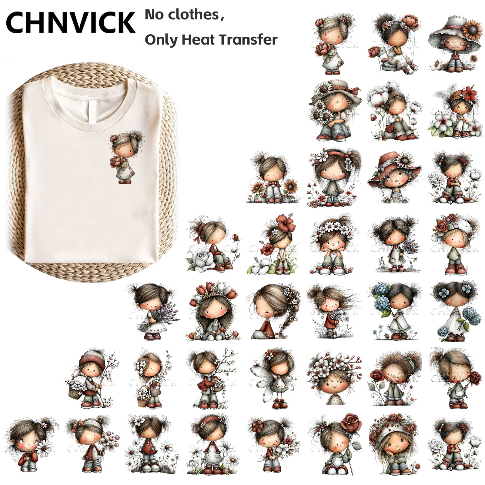 TEMU 36pcs CHNVICK Fogli Termoadesivi Compatibili per Fai-da-te su Abbigliamento, Magliette, Mascherine, Jeans e Zaini - Carta per Stampa a Caldo in
