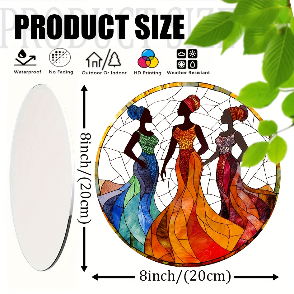 TEMU 1pc, Vibrant African American Round Acrylic Dye-sublimation Light Catcher, Colorful Wall Hanging Decor For Bedroom, Office, Room, Kitchen -