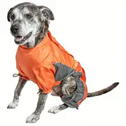 reflective adjustable dog jacket full bodied winter coat with leash attachment orange gray sizes extra small to large for all breeds reflective dog safety secure closure sturdy dog clothing dog winter clothes details 1