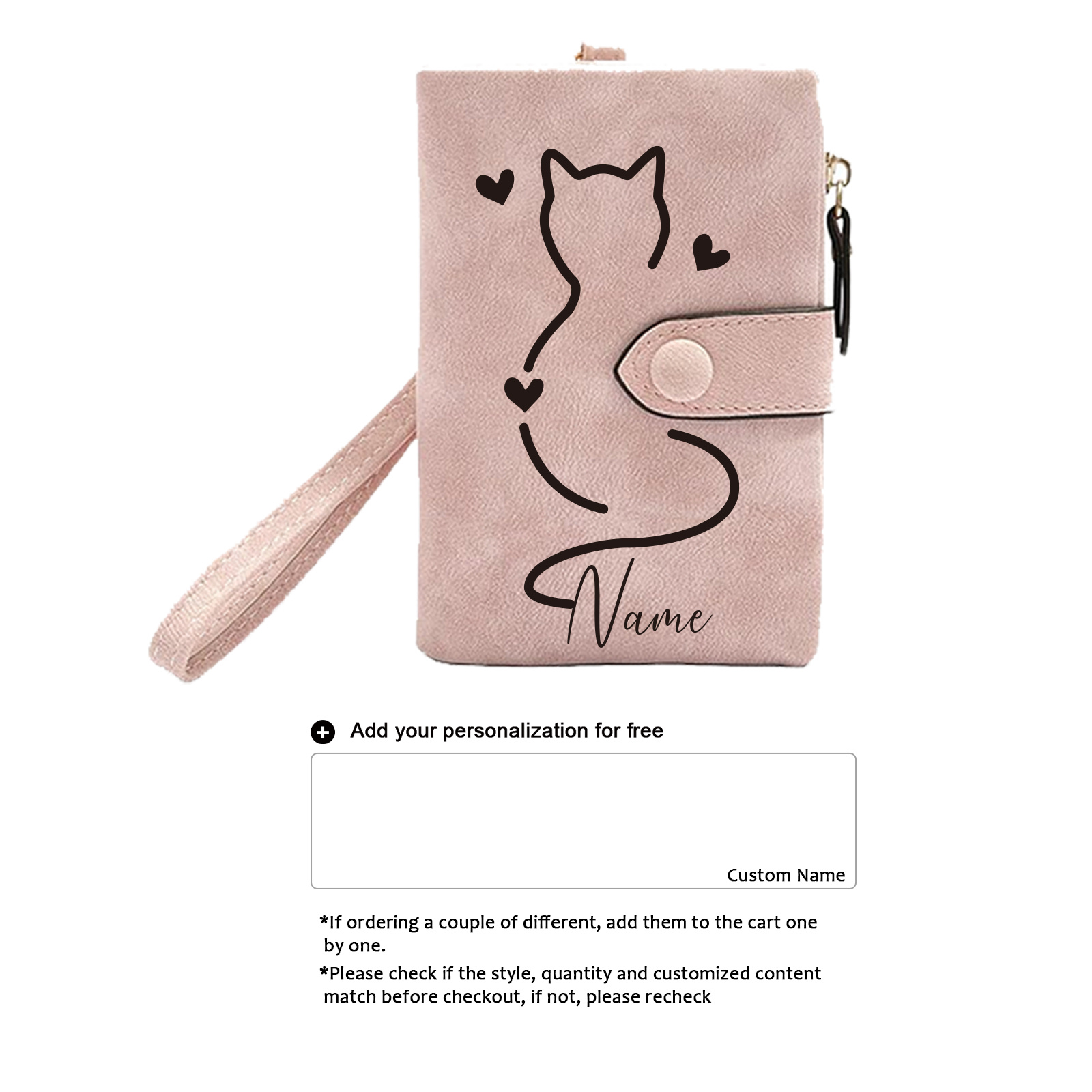 TEMU 1pc, Customized Wallets For Women, Small Bifold Rfid Soft Wallets, Ladies' Billfold Mini Wristlet Clutch, Adorable Zipper Coin Purse With Wrist