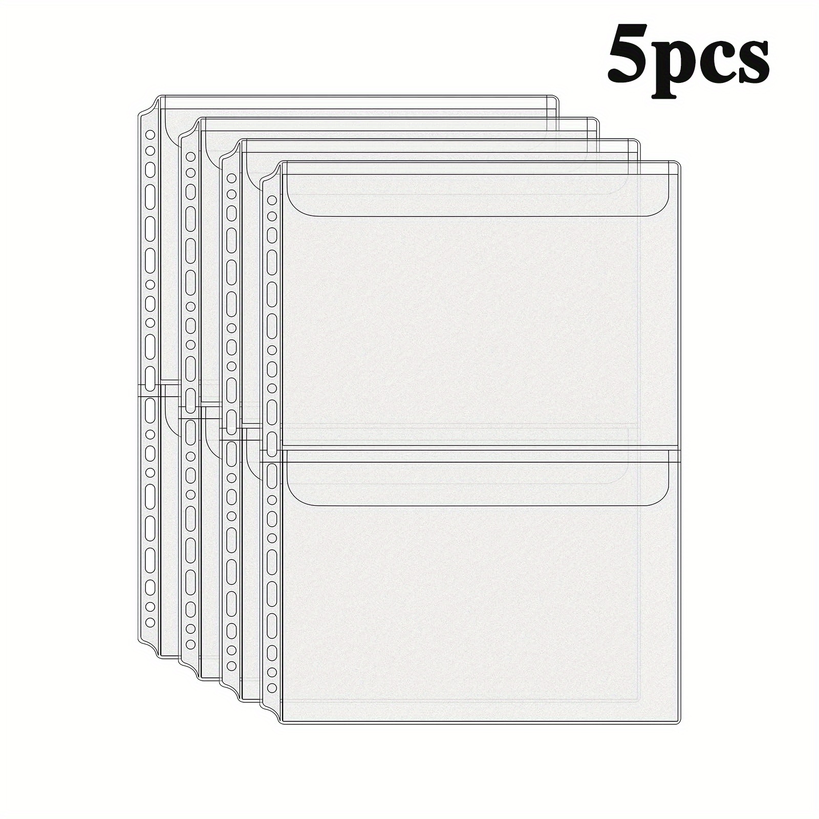 TEMU 5pcs A4 Binder Pockets With Flap, Cash Envelopes, 2-pocket Loose Leaf Binder Sleeves, Photocard Folder Filing Bags For Office School Supplies