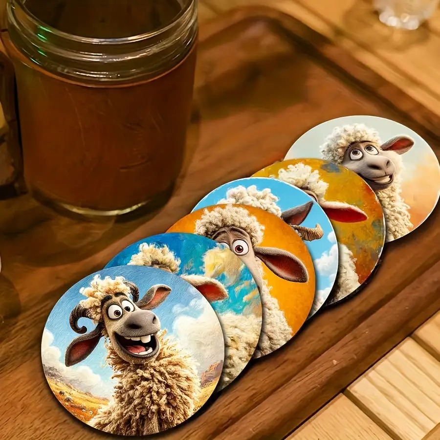 TEMU Set da 6 sottobicchieri divertenti a forma di in legno resistenti al calore. Sottobicchieri in legno per la casa, resistenti al calore e