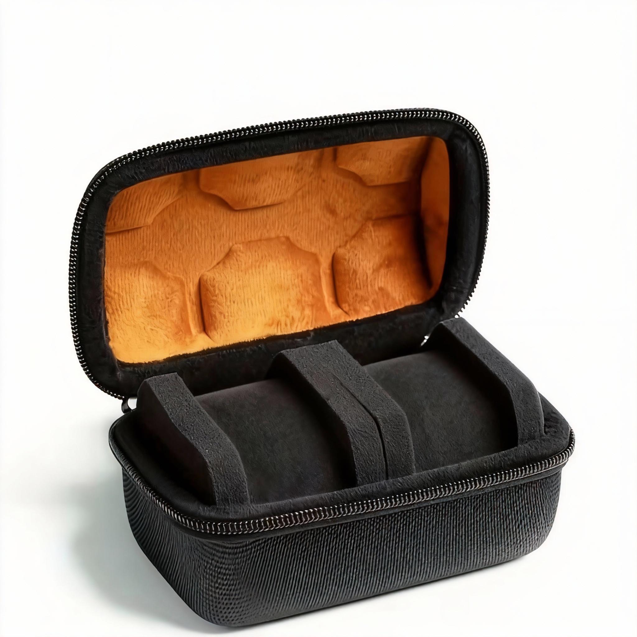 E-shop 2-Fach Uhrenaufbewahrungsbox (Nur Box) – Platz für 2 Uhren, für alle Größen – Tragbares Reisedesign mit Hartschalen-Schutz für Damen & Herren –