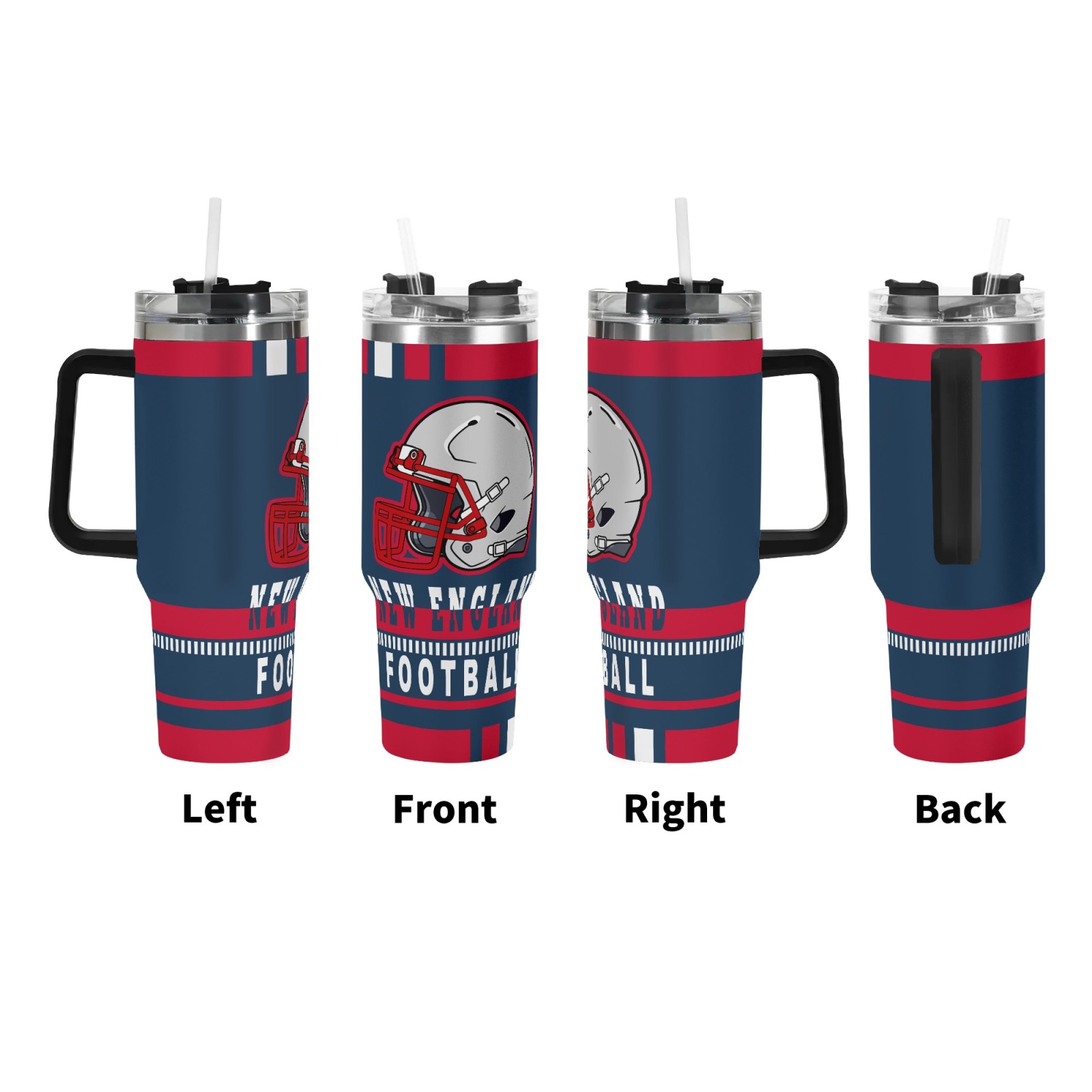1pc   football themed stainless steel insulated bottle 40oz travel cup with handle and straw keep drinks hot or   cup   cars offices homes perfect gift for fans 0
