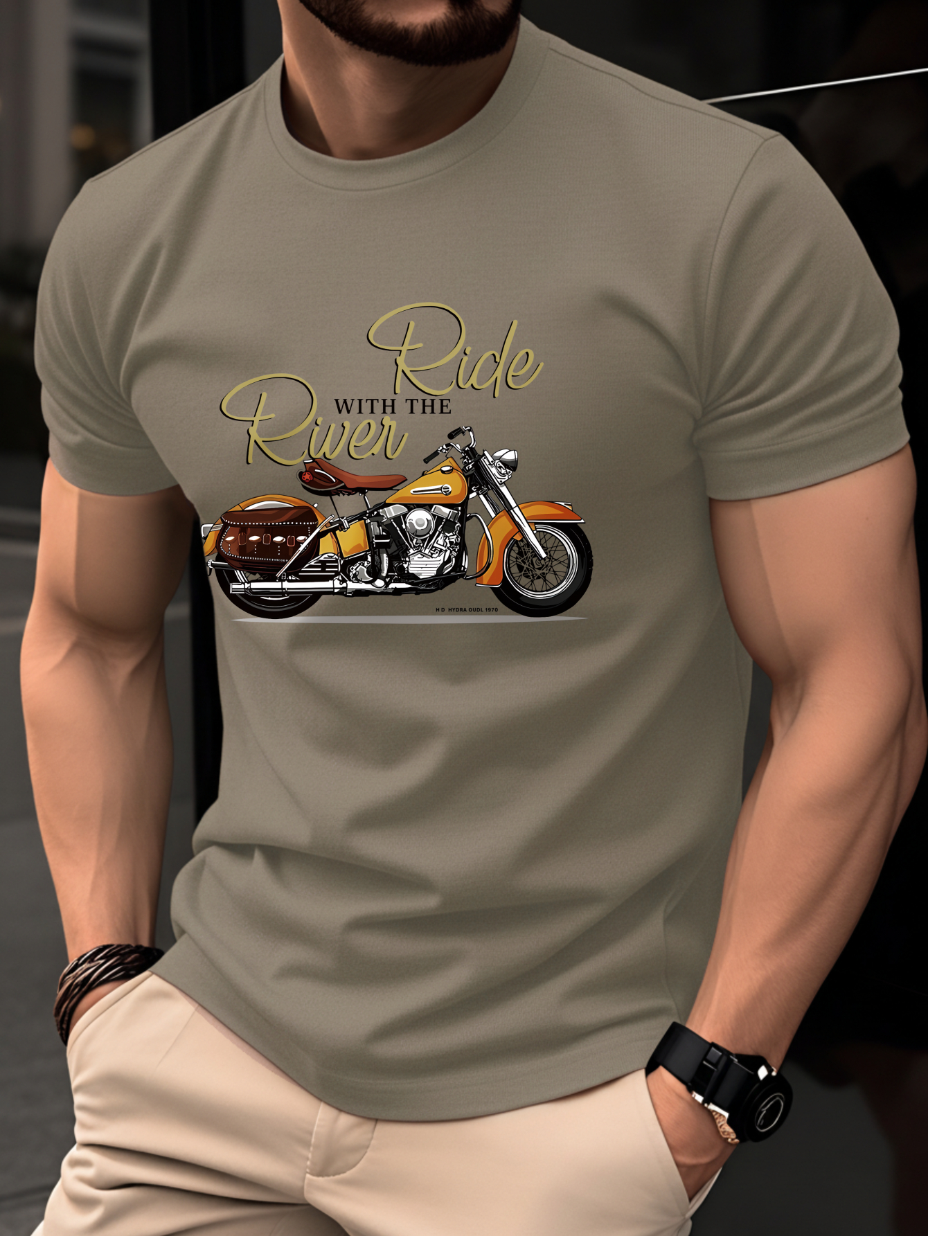 T-Shirt Homme Moto Vintage 100% Coton T-Shirt Homme 100% Coton, Haut Léger Manches Courtes Été, Coupe Slim Tendance Col Rond, Respirant Jeunesse Décontracté Polyvalent Vintage Imprimé Graphique Moto Anglais, Style Urbain