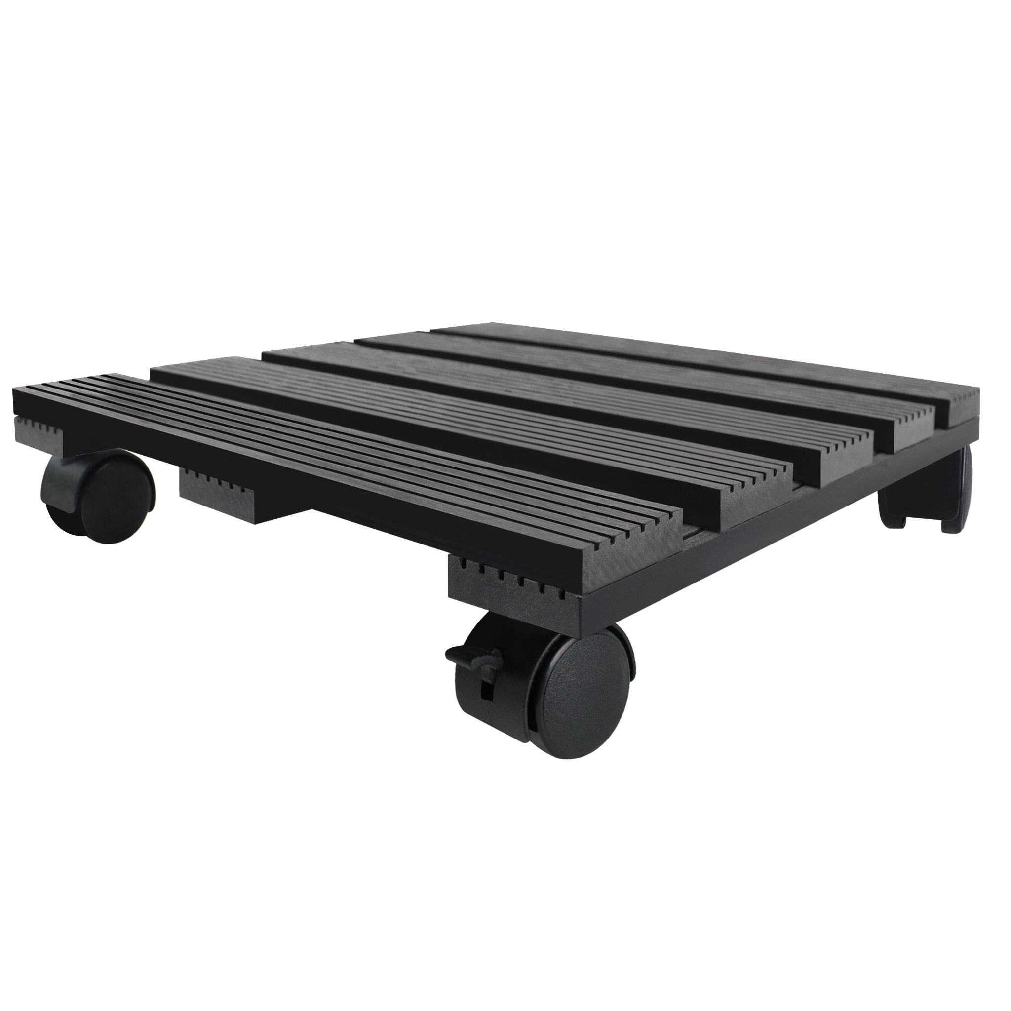 TEMU Set Of 2 Wpc Plant Caddies With Wheels, Weatherproof, Kg Load Capacity, Suitable For Indoor & Outdoor Use