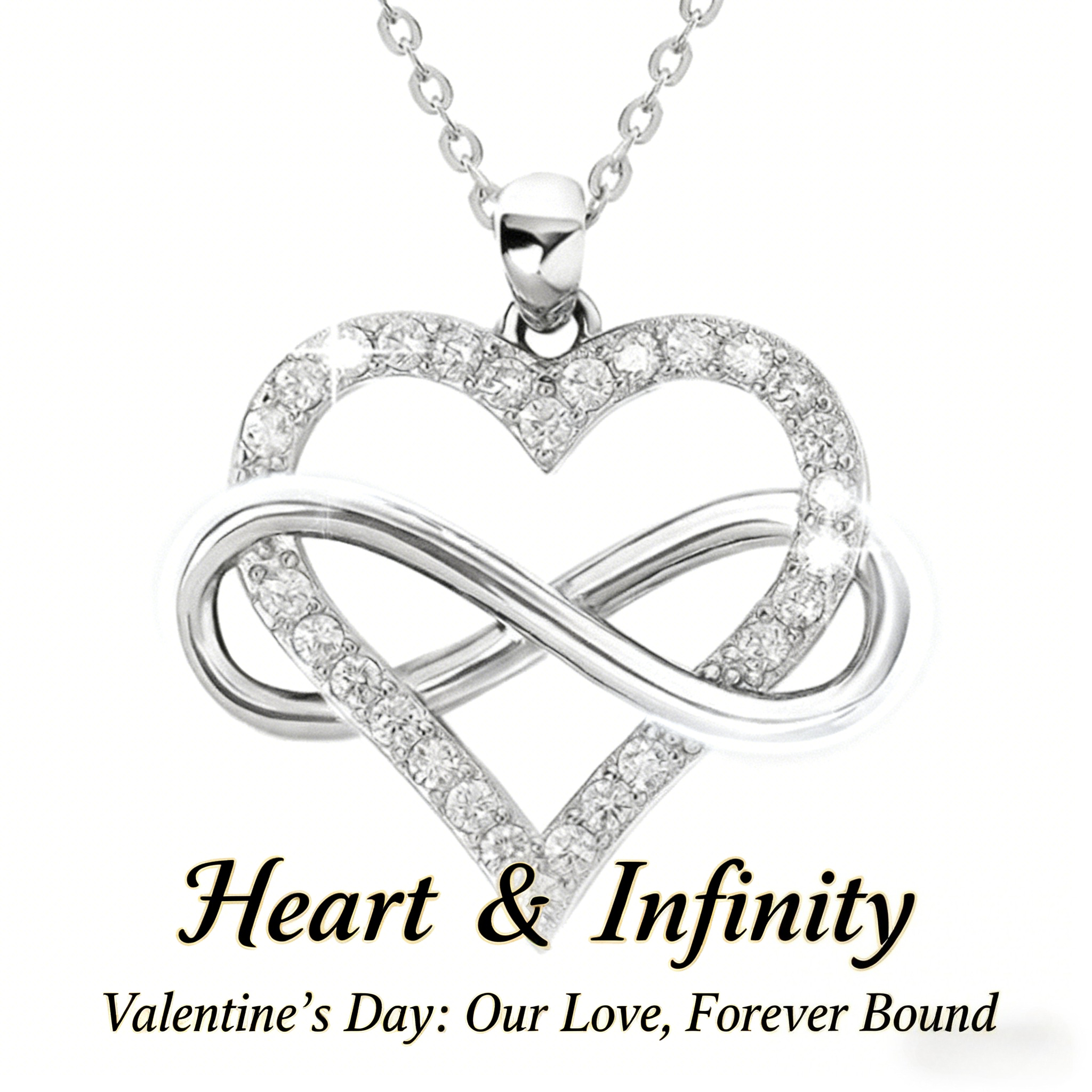 Image of Classic Synthetic Zirconia Infinity Heart Pendant Necklace For Women Vacation Parties Banquets Daily Wear Elegant Romantic Heart Infinity Necklace Jewelry Valentine's Day Gift
