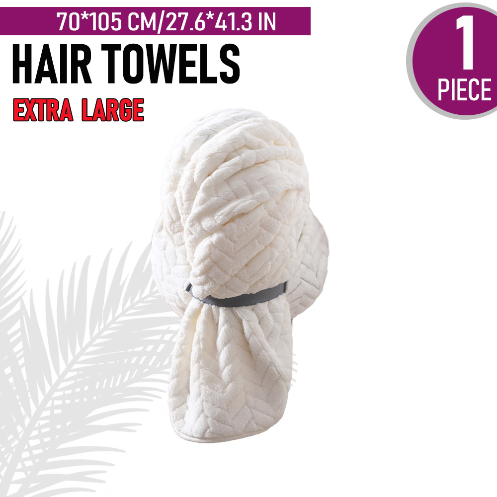 TEMU Serviette de séchage pour cheveux surdimensionnée, 1 pièce, 70*105cm/27.6*41.3in, en microfibre, avec attache élastique, séchage rapide, très